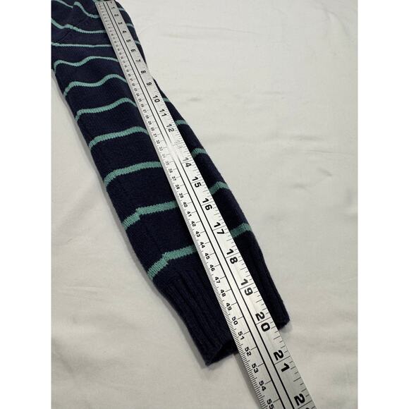 Nordstrom Kids Stripe Cotton Blend V-Neck Sweater Size L 10/12 Navy Mint Green - Picture 8 of 8